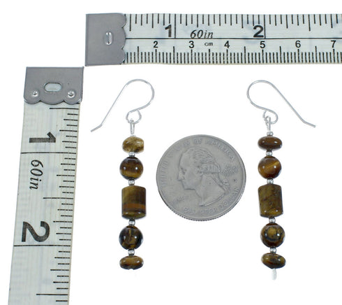 Authentic Tiger Eye Bead Hook Dangle Earrings X11090